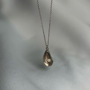 Oyster with Pearl Stirling Silver Necklace Handmade on Cape Cod